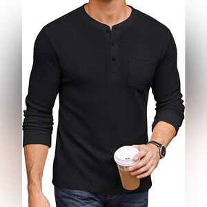 Men's Black Henley Shirt